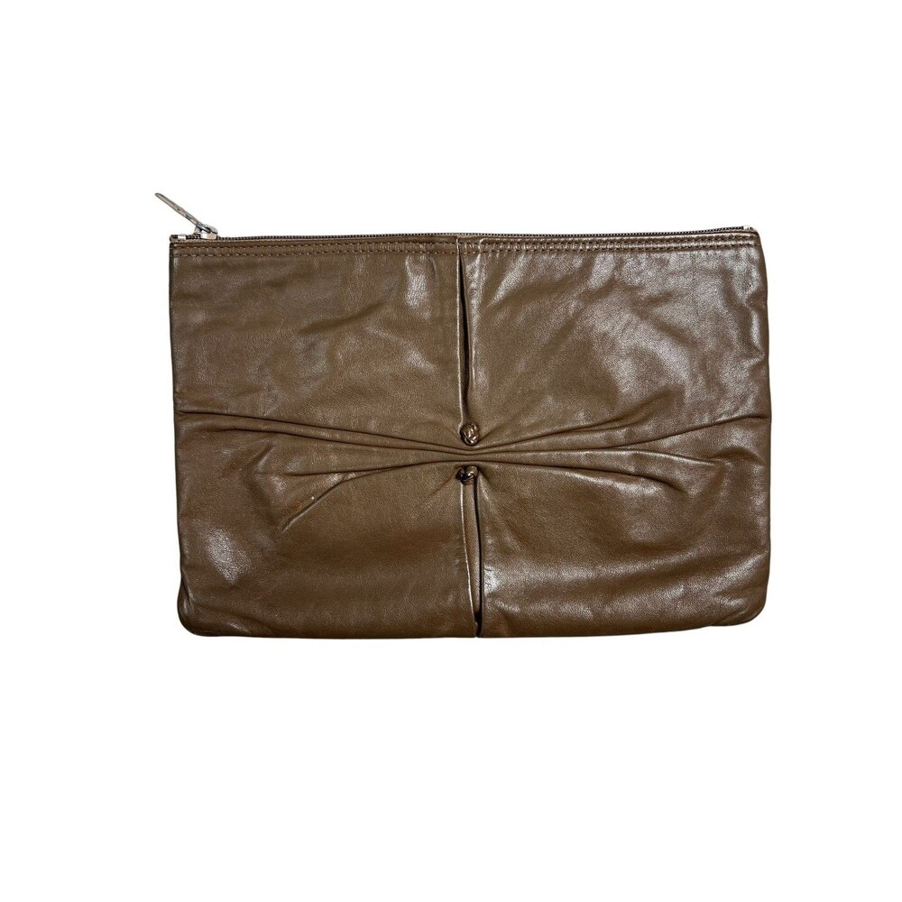 Letisse Vintage 80s Soft Brown Leather Clutch Purse